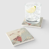 シャモニーモンブランヴィンテージスフランスのキーポスター ストーンコースター (横)