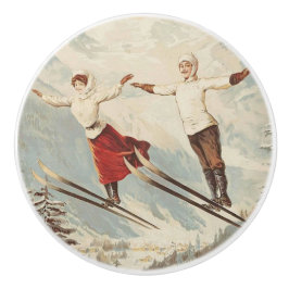 シャモニーモンブランヴィンテージスフランスのキーポスター セラミックノブ