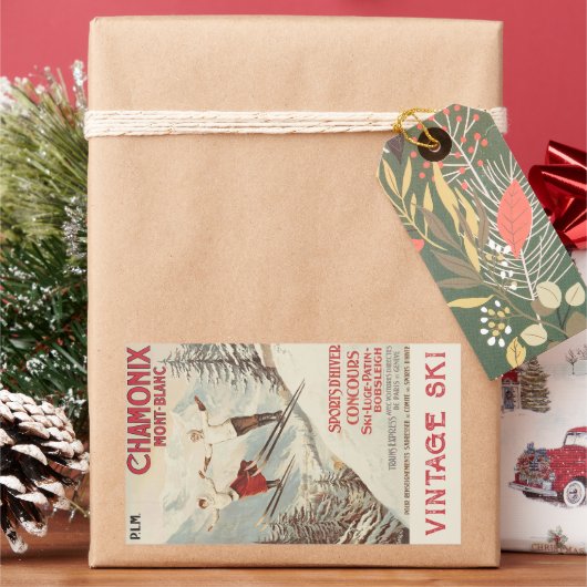 シャモニーモンブランヴィンテージスフランスのキーポスター 長方形シール (クリスマス)