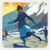 シャモニーモンブランヴィンテージポスターヨーロッパ スクエアシール (正面)