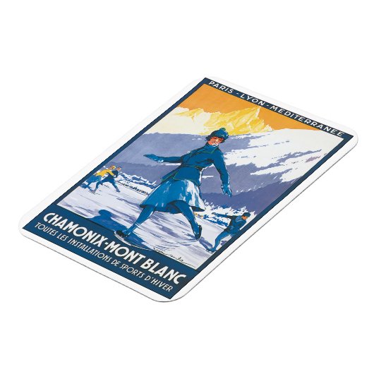 シャモニーモンブランヴィンテージ旅行ポスター マグネット (左側)
