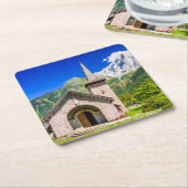 シャモニー教会 スクエアペーパーコースター (アングル)