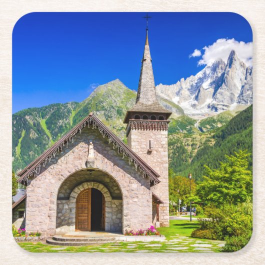 シャモニー教会 スクエアペーパーコースター (正面)