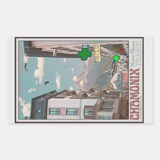 シャモニー村（白） 長方形シール (正面)