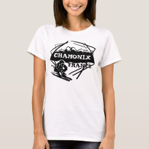 シャモニー白黒スキロゴレディースタンク Tシャツ