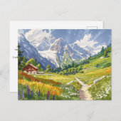 シャモニー、フランスレトロマウンテントラベル ポストカード (正面/裏面)