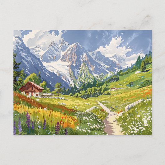 シャモニー、フランスレトロマウンテントラベル ポストカード (正面)