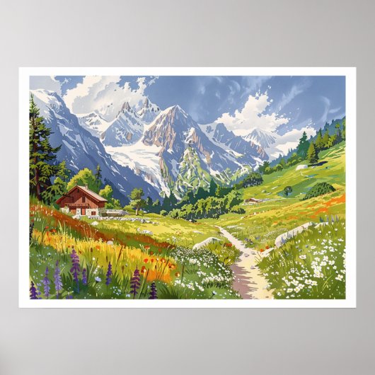 シャモニー、フランスレトロマウンテン ポスター (正面)