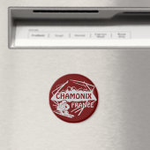 シャモニー・フランス赤いスキーロゴアートマグネット マグネット (インサイチュ (食洗機))