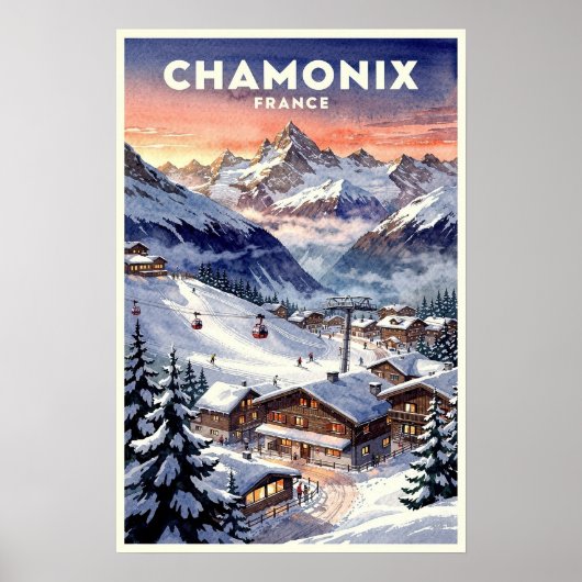 シャモニー フランス ビンテージ 旅行 ポスター (正面)