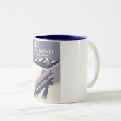 シャモニー・モンブランヴィンテージスキーのポスター ツートーンマグカップ (正面右)