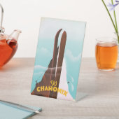 シャモニー・モンブラン・スキーのポスター 台座サイン (インサイチュ)