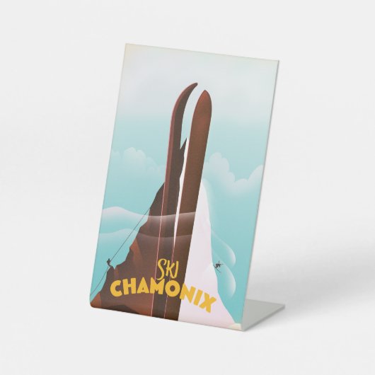 シャモニー・モンブラン・スキーのポスター 台座サイン (正面)