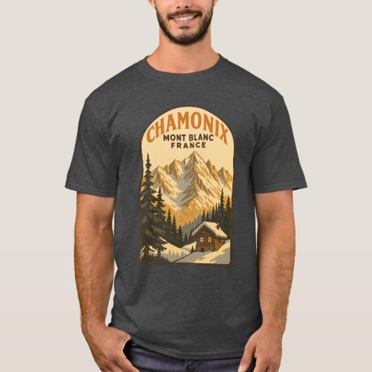 シャモニー・モン・ブランへのヴィンテージな逃避 Tシャツ (正面)