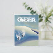 シャモニー – Auvergne-Rhone-Alpesフランスのスキーポスター ポストカード (スタンド正面)