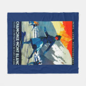 シャモニーMont BlancのヴィンテージPosterEurope フリースブランケット (正面(横))