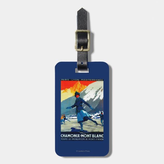 シャモニーMont BlancのヴィンテージPosterEurope ラゲッジタグ (正面縦)