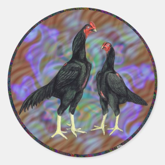 シャモ：黒ペア ラウンドシール (正面)