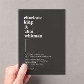 シャリモダンッはっきりしたト、ダークグレー アクリル招待状 (インサイチュ (ポータブル))