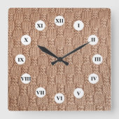 シャリーテイラーによるバブルニットステッチパターン スクエア壁時計 (正面)