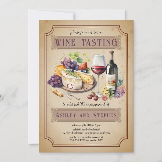 シャルキュテイタリアンリーワインテイスティング婚約パーティ 招待状 (正面)