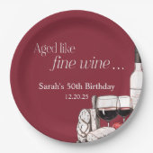 シャルキュテリーと赤ワイン50誕生日 ペーパープレート (正面)