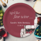 シャルキュテリーと赤ワイン50誕生日 ペーパープレート