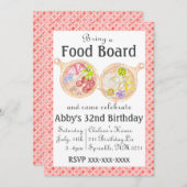 シャルキュテリーフードボード誕生日招待状ピンク 招待状 (正面/裏面)