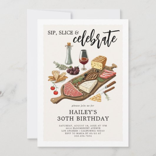 シャルキュテリーボードアダルトバースデーパーティー 招待状 (正面)