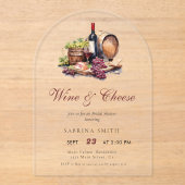シャルキュテリーボードワイン&チーズカップルのシャワー アクリル招待状 (正面)