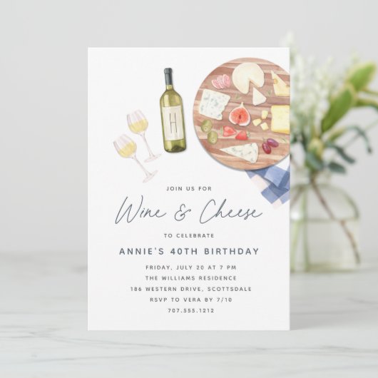 シャルキュテリーボードワイン&チーズ任意の大事な行事パーティー 招待状 (スタンド正面)