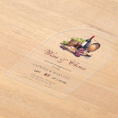 シャルキュテリーボードワイン&チーズ婚約パーティ アクリル招待状 (レイダウン)