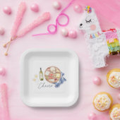 シャルキュテリーボードワイン&チーズ応援モノグラム ペーパープレート (パーティー)