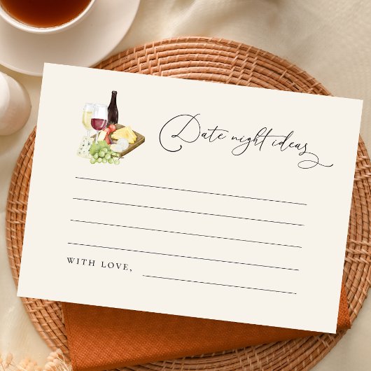 シャルキュテリーボード ブライダルシャワーのデートナイトアイデア エンクロージャーカード