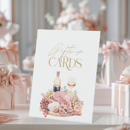 シャルキュテリーボード ブライダルシャワーの贈り物とカード 台座サイン