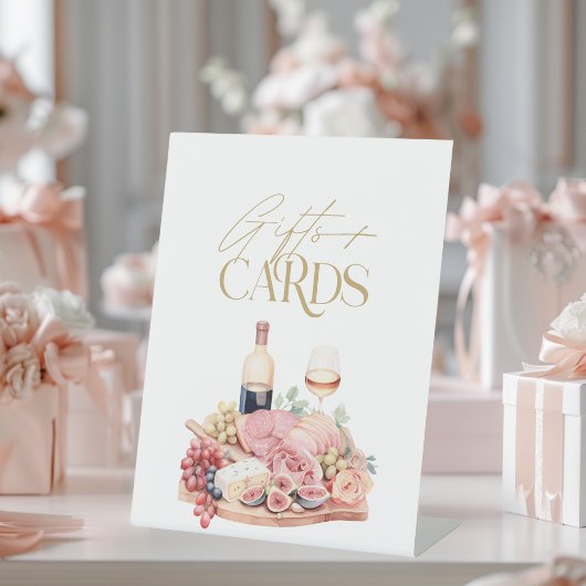 シャルキュテリーボード ブライダルシャワーの贈り物とカード 台座サイン