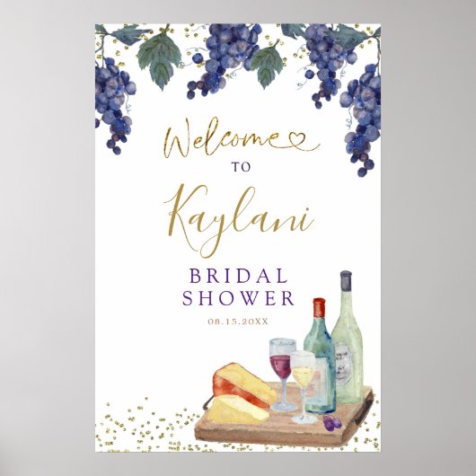 シャルキュテリーワインブライダルシャワーウェルカムサイン ポスター (正面)