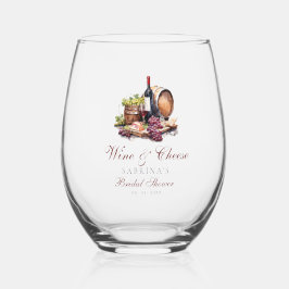 シャルクテリーボード ワイン＆チーズ ブライダルシャワー ステムなしワイングラス