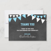 シャルクボードありがとう青い白いボーイのベビーシャワー 招待状 (正面)