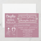 シャルクボードカップルズパープルブライダルシャワー招待状 招待状 (正面/裏面)
