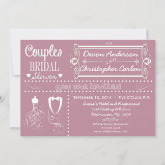 シャルクボードカップルズパープルブライダルシャワー招待状 招待状