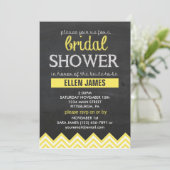 シャルクボードシェブロンブライダルシャワーイエロー 招待状 (スタンド正面)