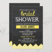 シャルクボードシェブロンブライダルシャワーイエロー 招待状 (正面/裏面)