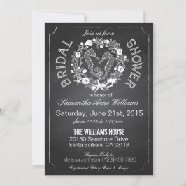 シャルクボードシーホースシーシェルズブライダルシャワー 招待状