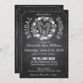 シャルクボードシーホースシーシェルズブライダルシャワー 招待状 (正面/裏面)