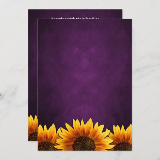 シャルクボードパープルヒマワリ結婚式招待状 招待状 (正面/裏面)