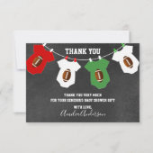 シャルクボードフットボールテーマありがとうベイビーシャワー サンキューカード (正面)