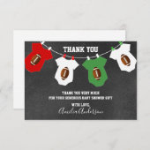 シャルクボードフットボールテーマありがとうベイビーシャワー サンキューカード (正面/裏面)