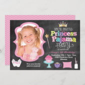 シャルクボードプリンセスパジャマパーティーフォト招待状 招待状 (正面/裏面)