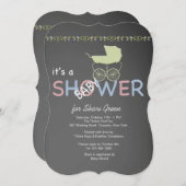 シャルクボードベビーシャワー招待状 招待状 (正面/裏面)